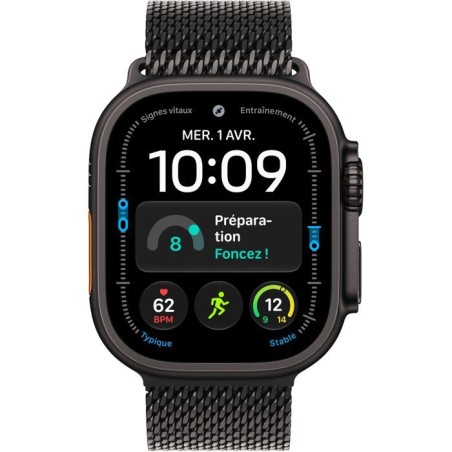 APPLE Watch Ultra 4 GPS + Cellular - 49mm - Boîtier Black Titanium - Bracelet Black Titanium Milanese Loop - L