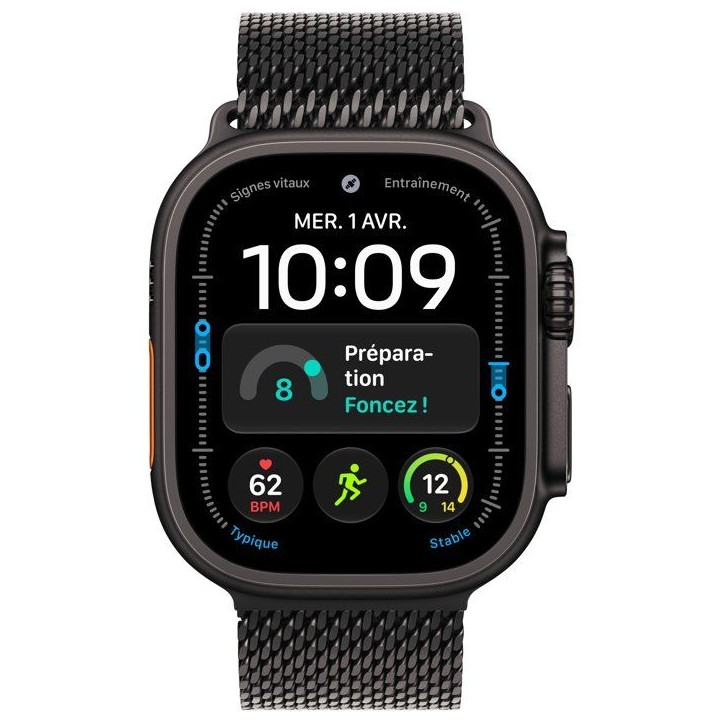 APPLE Watch Ultra 4 GPS + Cellular - 49mm - Boîtier Black Titanium - Bracelet Black Titanium Milanese Loop - L