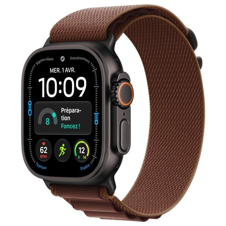 APPLE Watch Ultra 4 GPS + Cellular - 49mm - Boîtier Black Titanium - Bracelet Burgundy Alpine Loop - M APPLE Watch Ultra 4 GPS + Cellular - 49mm - Boîtier Black Titanium - Bracelet Burgundy Alpine Loop - M