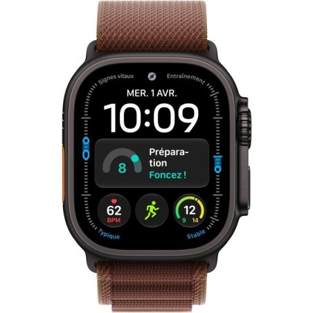 APPLE Watch Ultra 4 GPS + Cellular - 49mm - Boîtier Black Titanium - Bracelet Burgundy Alpine Loop - M