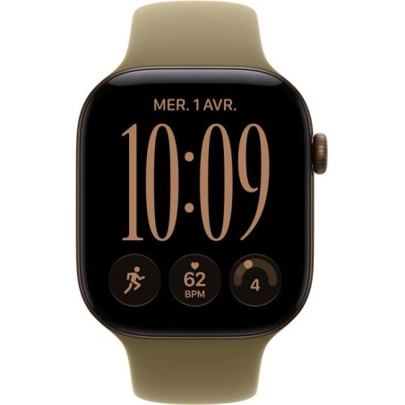 APPLE Watch Series 12 GPS - 46mm - Boîtier Dark Bronze Aluminium - Bracelet Olive Sport Band - M/L