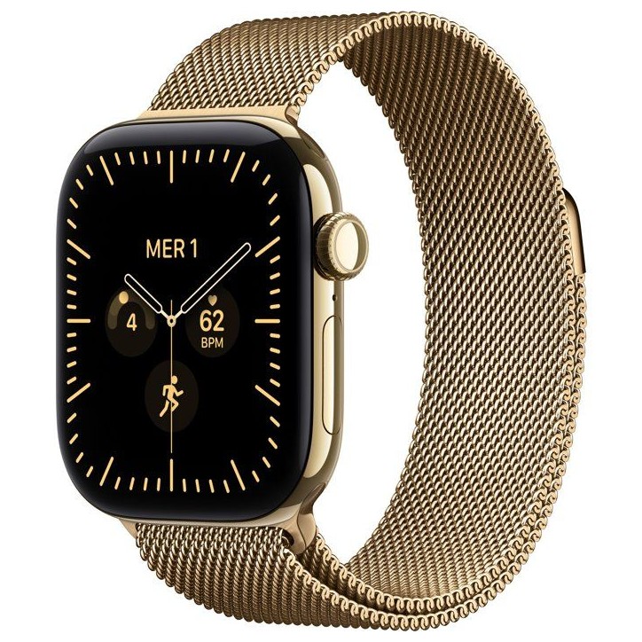 APPLE Watch Series 12 GPS + Cellular - 42mm - Boîtier Radiant Gold Titanium - Bracelet Radiant Gold Milanese Loop APPLE Watch Series 12 GPS + Cellular - 42mm - Boîtier Radiant Gold Titanium - Bracelet Radiant Gold Milanese Loop
