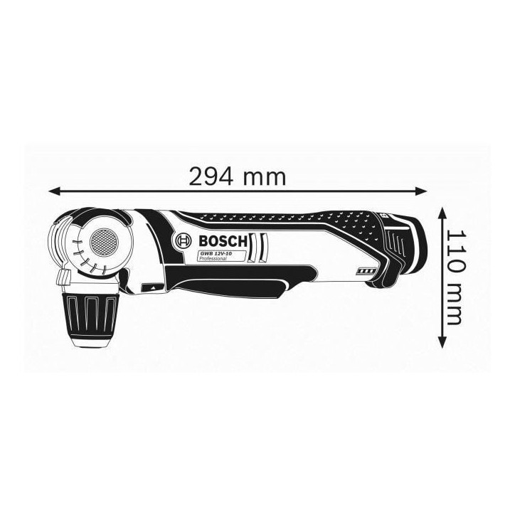 Perceuse d'angle 12V - BOSCH - GWB 12V-10 - Tete orientable - Confort d'utilisation - Compatible 12V Perceuse d'angle 12V - BOSCH - GWB 12V-10 - Tete orientable - Confort d'utilisation - Compatible 12V