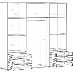 Armoire de chambre - MOKKARO - Décor sable - 4 portes battantes - 6 t