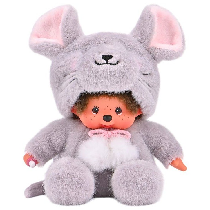 Peluche Monchhichi Souris EXCLUSIVITE BANDAI - Monchhichi - Peluches toutes douces 20 cm pour enfants et adultes-2 ans et +