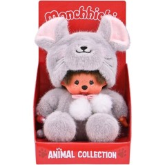 Peluche Monchhichi Souris EXCLUSIVITE BANDAI - Monchhichi - Peluches toutes douces 20 cm pour enfants et adultes-2 ans et +