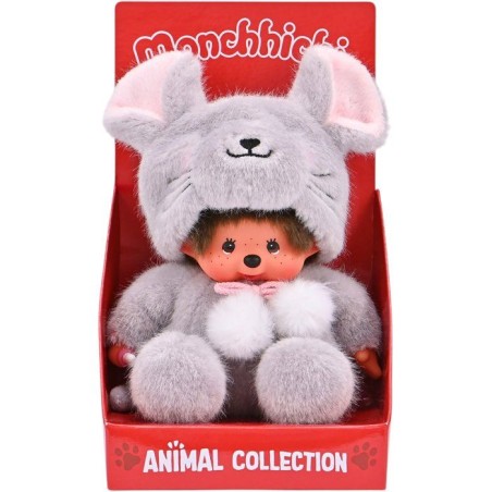 Peluche Monchhichi Souris EXCLUSIVITE BANDAI - Monchhichi - Peluches toutes douces 20 cm pour enfants et adultes-2 ans et +