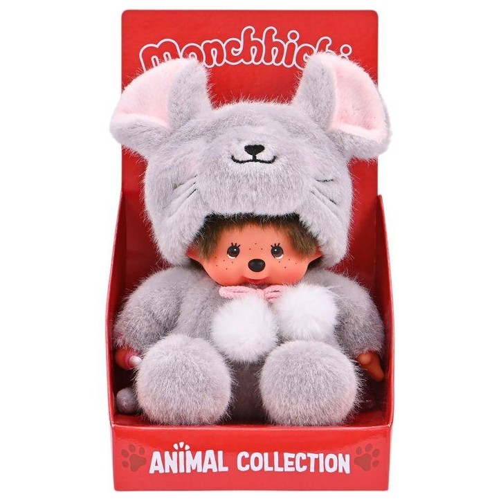 Peluche Monchhichi Souris EXCLUSIVITE BANDAI - Monchhichi - Peluches toutes douces 20 cm pour enfants et adultes-2 ans et +