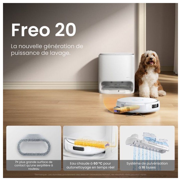 NARWAL Freo 20 - Robot Aspirateur Laveur - 31 000 Pa - Station autonettoyante - Sac 2,4 L NARWAL Freo 20 - Robot Aspirateur Laveur - 31 000 Pa - Station autonettoyante - Sac 2,4 L