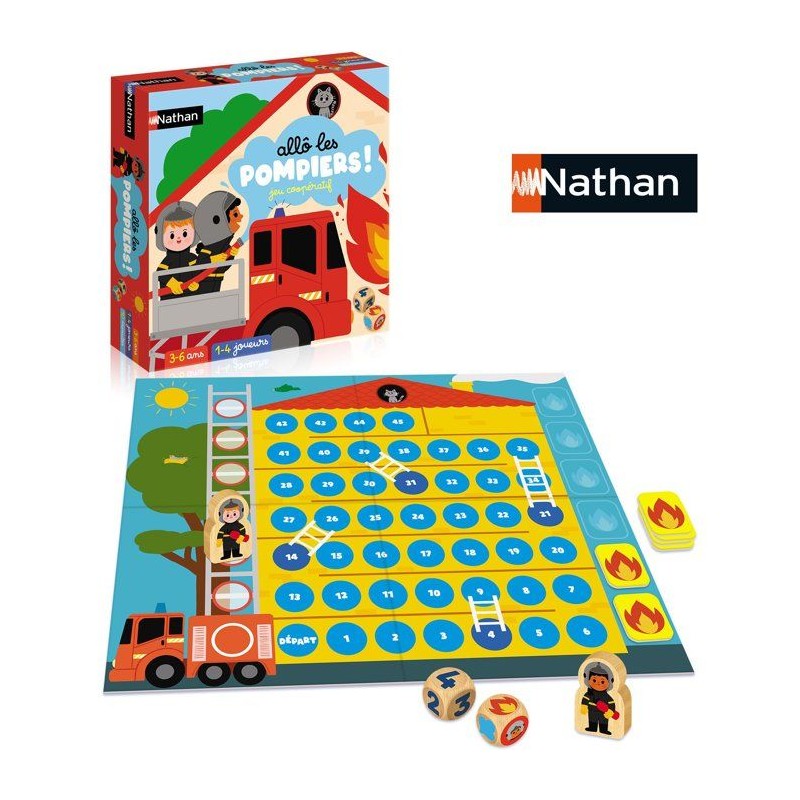 Allô les pompiers ! - Jeu d'apprentissage - NATHAN - 1 a 4 joueurs -