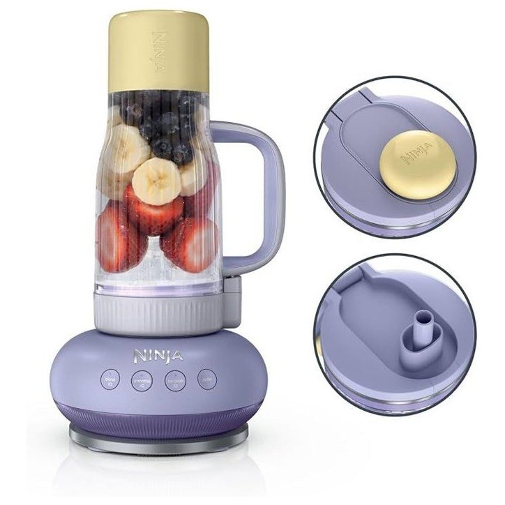 Blender - NINJA - BlendBoss DB351EUPR - 1200 W - 3 programmes - Gobelet 760 ml avec poignée - Sans BPA - Lavande/Citron