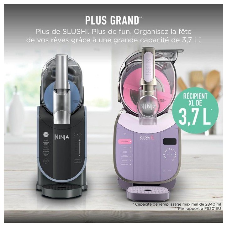 Machine a boissons glacées et granitées NINJA - Slushi XL FS601EUPK1 - Capacité 3,7L - 6 programmes - Rose Machine a boissons glacées et granitées NINJA - Slushi XL FS601EUPK1 - Capacité 3,7L - 6 programmes - Rose