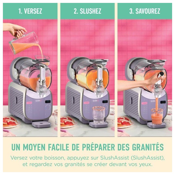 Machine a boissons glacées et granitées NINJA - Slushi XL FS601EUPK1 - Capacité 3,7L - 6 programmes - Rose Machine a boissons glacées et granitées NINJA - Slushi XL FS601EUPK1 - Capacité 3,7L - 6 programmes - Rose