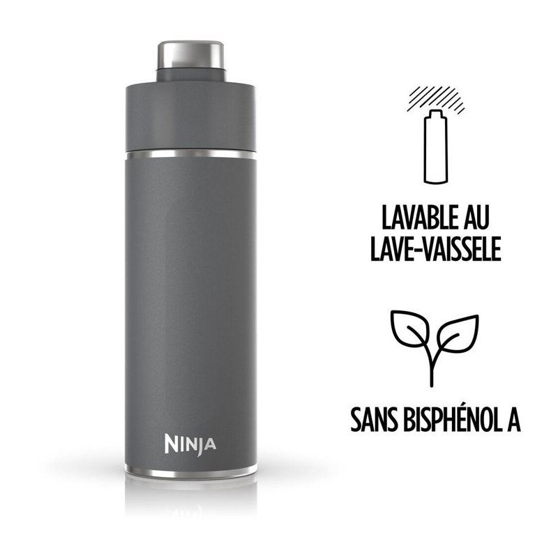 Gourde isotherme Thirsti - NINJA - Gris foncé - 530 ml - Acier inoxyd