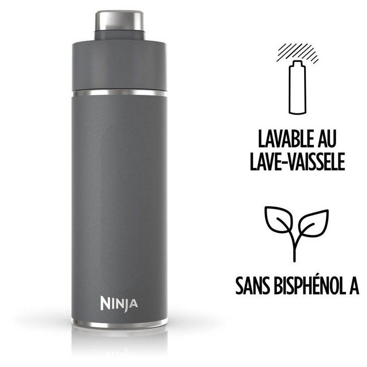 Gourde isotherme Thirsti - NINJA - Gris foncé - 530 ml - Acier inoxydable