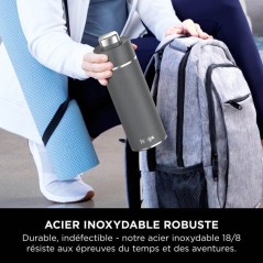 Gourde isotherme Thirsti - NINJA - Gris foncé - 530 ml - Acier inoxyd