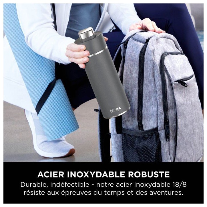 Gourde isotherme Thirsti - NINJA - Gris foncé - 530 ml - Acier inoxydable