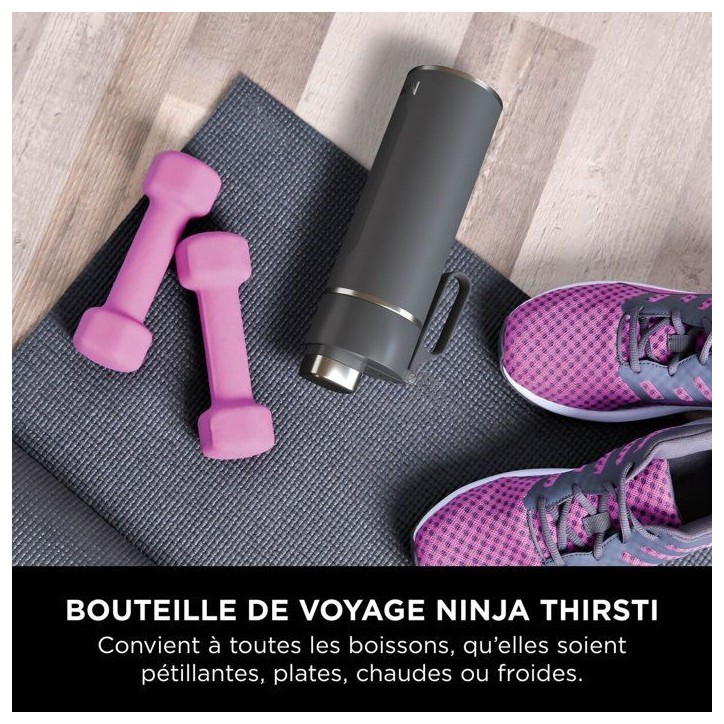 Gourde isotherme Thirsti - NINJA - Gris foncé - 530 ml - Acier inoxydable