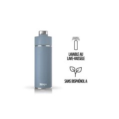 Gourde isotherme Thirsti - NINJA - Bleu Denim - 700 ml - Acier inoxyda