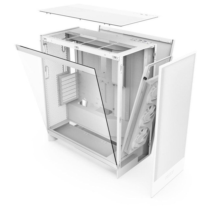 Boîtier PC Moyen Tour - NZXT - H7 Flow RGB (2024) - RGB intégré - Coloris Blanc - Flux d'air optimisé Boîtier PC Moyen Tour - NZXT - H7 Flow RGB (2024) - RGB intégré - Coloris Blanc - Flux d'air optimisé