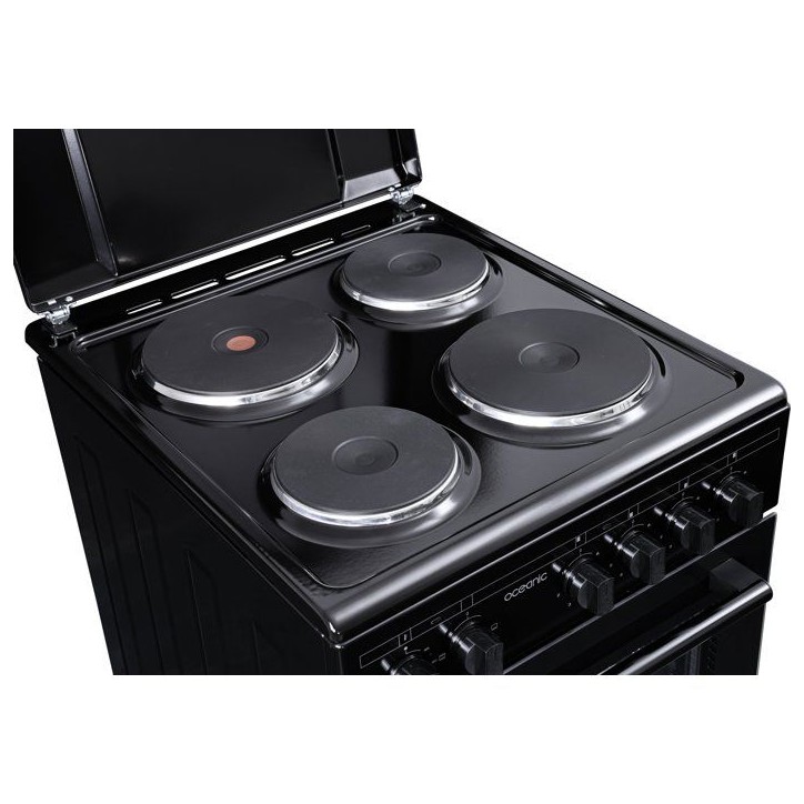 Cuisiniere électrique - OCEANIC - OCEACE5060B - 4 feux - 6800 W - L49,8 x P61 x H 86 cm - Noir