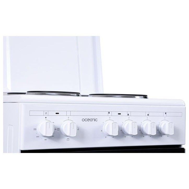 Cuisiniere électrique - OCEANIC - OCEACE5060W - 4 feux - 6800 W - L49,8 x P61 x H 86 cm - Blanc Cuisiniere électrique - OCEANIC - OCEACE5060W - 4 feux - 6800 W - L49,8 x P61 x H 86 cm - Blanc