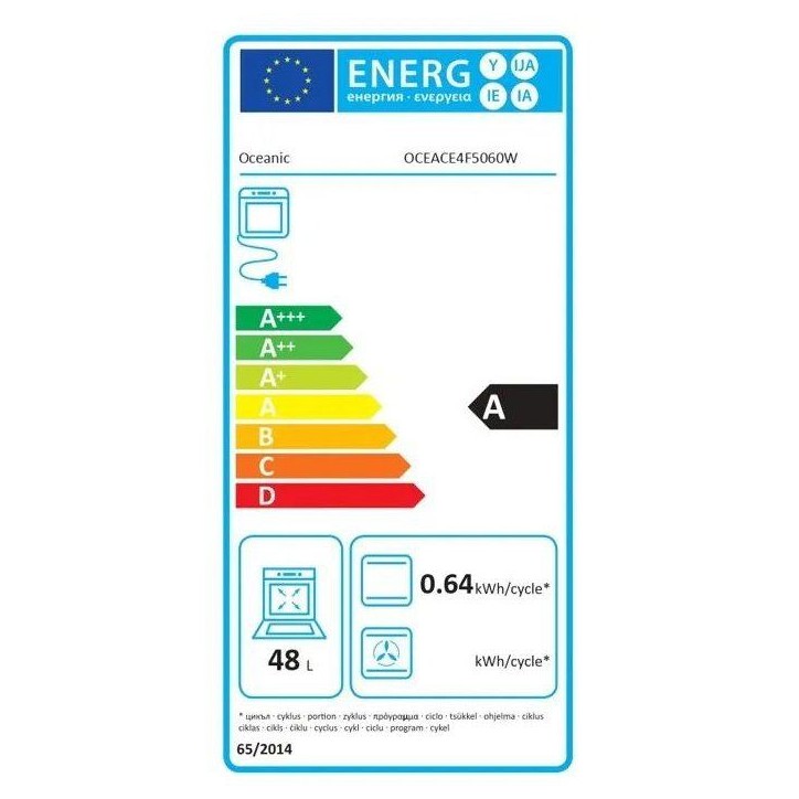 Cuisiniere électrique - OCEANIC - OCEACE5060W - 4 feux - 6800 W - L49,8 x P61 x H 86 cm - Blanc Cuisiniere électrique - OCEANIC - OCEACE5060W - 4 feux - 6800 W - L49,8 x P61 x H 86 cm - Blanc