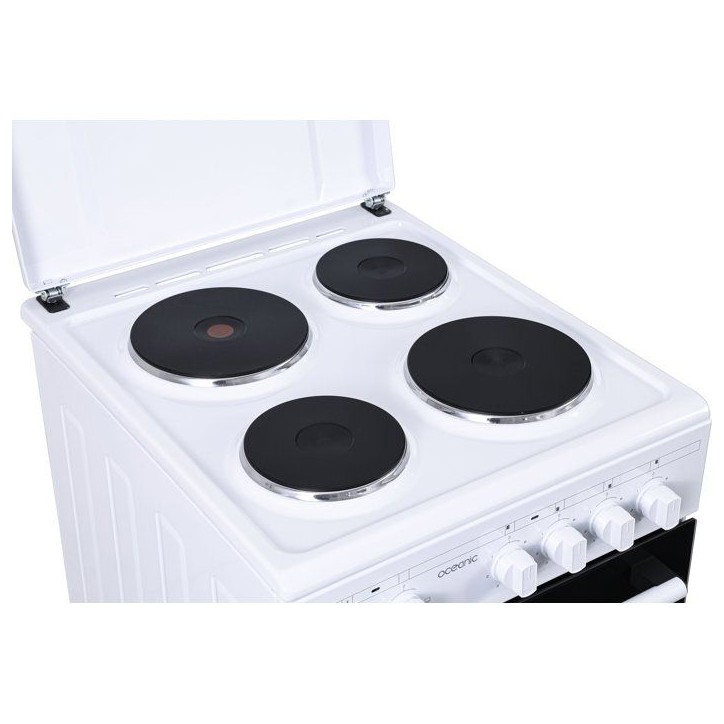Cuisiniere électrique - OCEANIC - OCEACE5060W - 4 feux - 6800 W - L49,8 x P61 x H 86 cm - Blanc Cuisiniere électrique - OCEANIC - OCEACE5060W - 4 feux - 6800 W - L49,8 x P61 x H 86 cm - Blanc