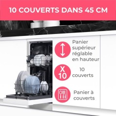 Lave-vaisselle pose libre OCEANIC OCEALV1047W - 10 couverts - Induction - L45cm - 47 dB - Blanc