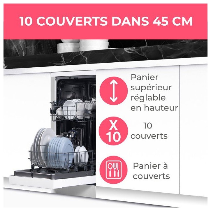 Lave-vaisselle pose libre OCEANIC OCEALV1047W - 10 couverts - Induction - L45cm - 47 dB - Blanc