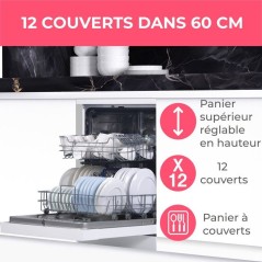 Lave-vaisselle pose libre OCEANIC OCEALV1247DWP - 12 couverts - Induction - L60cm - 47 dB - Blanc