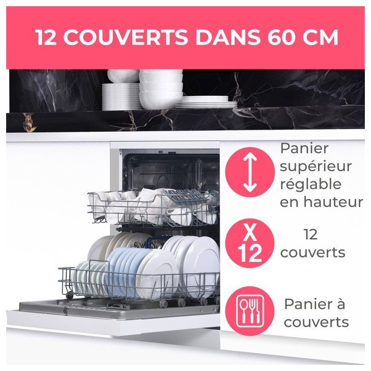Lave-vaisselle pose libre OCEANIC OCEALV1247DWP - 12 couverts - Induction - L60cm - 47 dB - Blanc