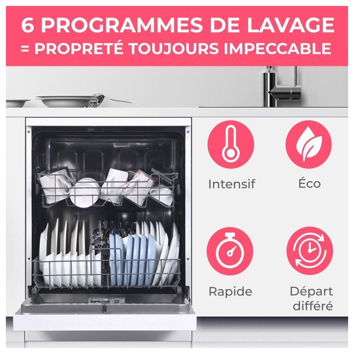 Lave-vaisselle pose libre OCEANIC OCEALV1247DWP - 12 couverts - Induction - L60cm - 47 dB - Blanc