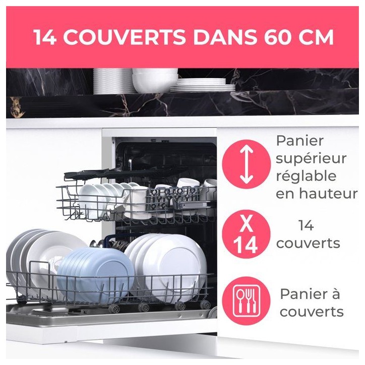 Lave-vaisselle pose libre OCEANIC OCEALV1444DW - 14 couverts - Induction - L60cm - 44 dB - Blanc