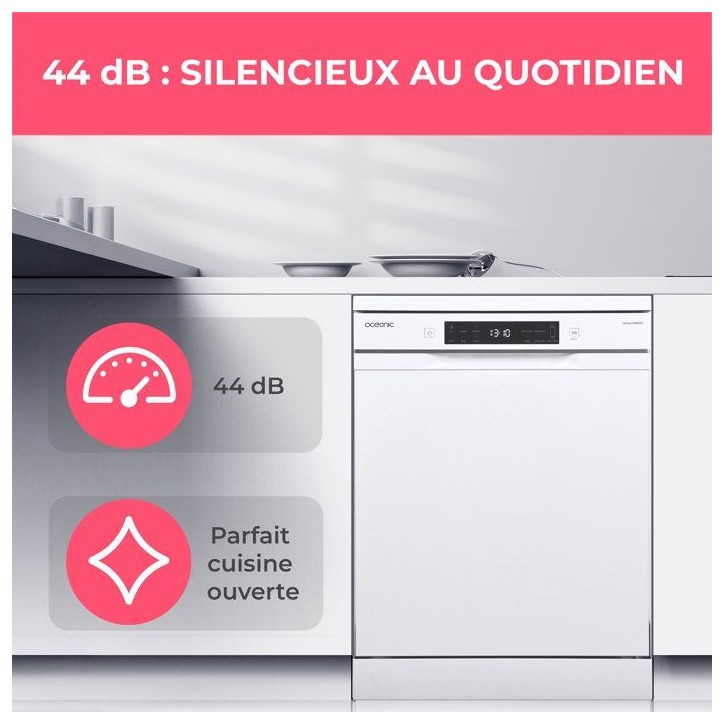 Lave-vaisselle pose libre OCEANIC OCEALV1444DW - 14 couverts - Induction - L60cm - 44 dB - Blanc