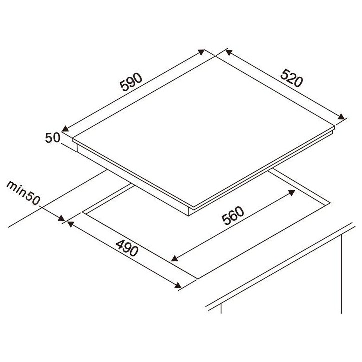 Table de cuisson a induction - OCEANIC - 4 foyers - L59 x P52 cm - OCEATI4Z7B