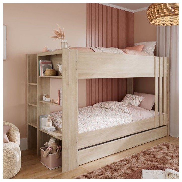 Lits superposés et tiroir lit - ESCALE - L 224,5 x H 141,6 x P 98 - 3 couchages - montage réversible - PARISOT Lits superposés et tiroir lit - ESCALE - L 224,5 x H 141,6 x P 98 - 3 couchages - montage réversible - PARISOT