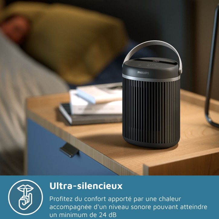 Radiateur soufflant connecté - Electrique - 2000 W - Philips - Série 3000 - Rond - Gris foncé
