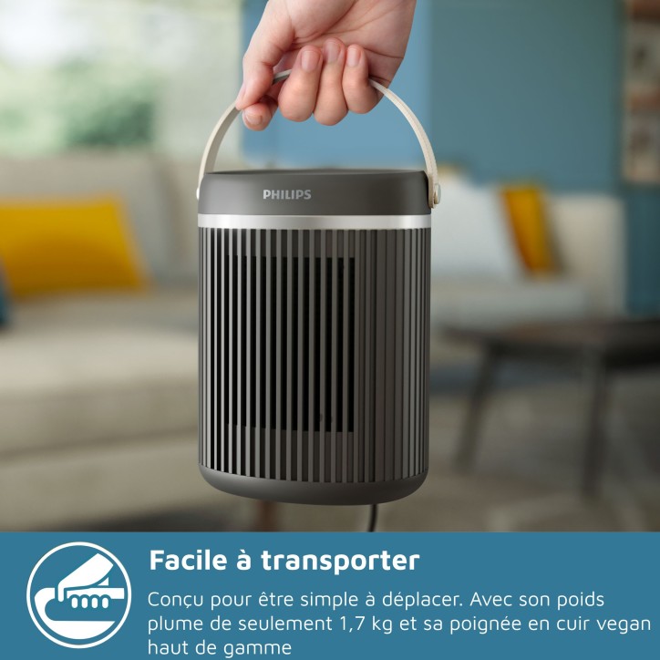 Radiateur soufflant connecté - Electrique - 2000 W - Philips - Série 3000 - Rond - Gris foncé