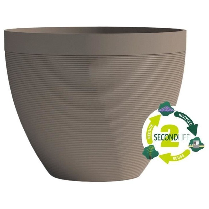 Pot de fleurs - GARDEN ID - Green Care Impact Taupe - 30 x 26 cm - Garanti 10ans - 100% recyclé - Résistant UV/gel