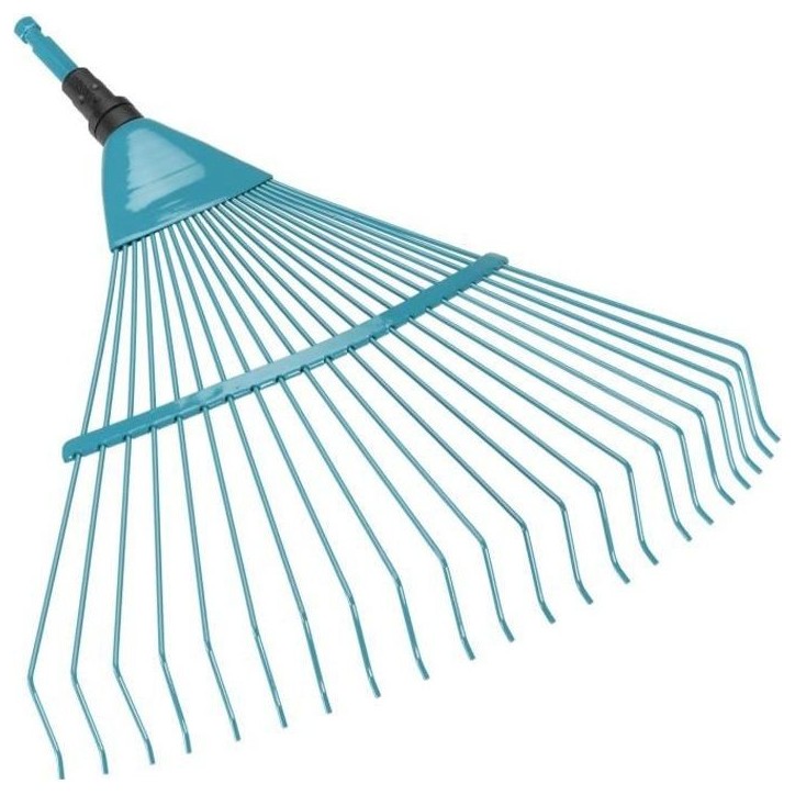 GARDENA Râteau a gazon 50cm Combisystem - Fil de fer solide - 22 dents – Ratissage petite surface herbe – Garantie 25 ans