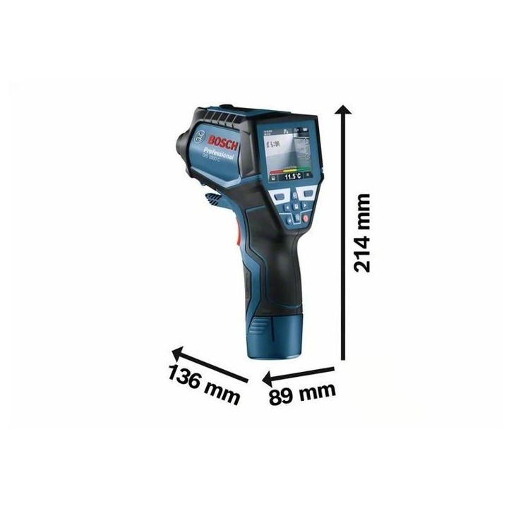 Détecteur thermique Bosch Professional GIS 1000 C avec batterie 12V 2,0Ah, carte Quickstart, cable USB, en L-Boxx - 0601083301