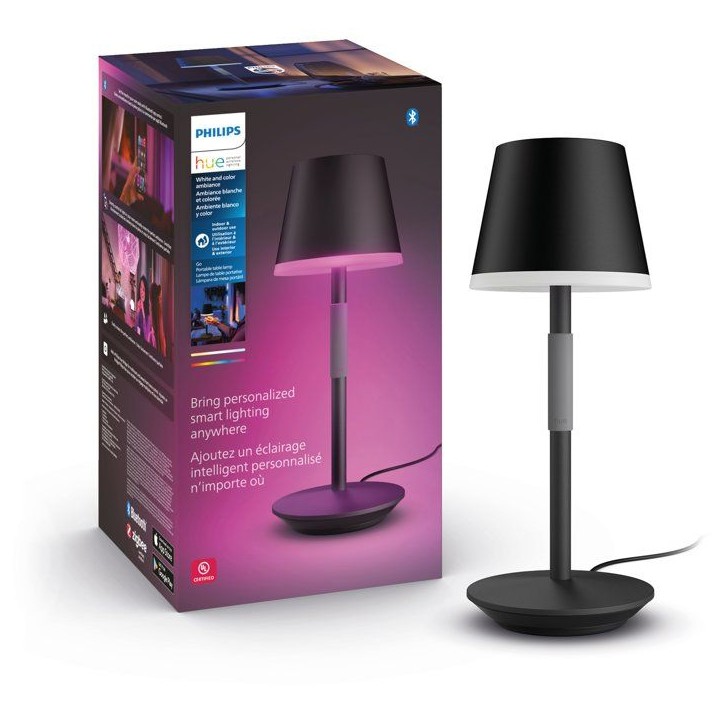 Lampe a poser LED mobile - PHILIPS HUE - Go - lumiere blanche et colorée - portable - noir