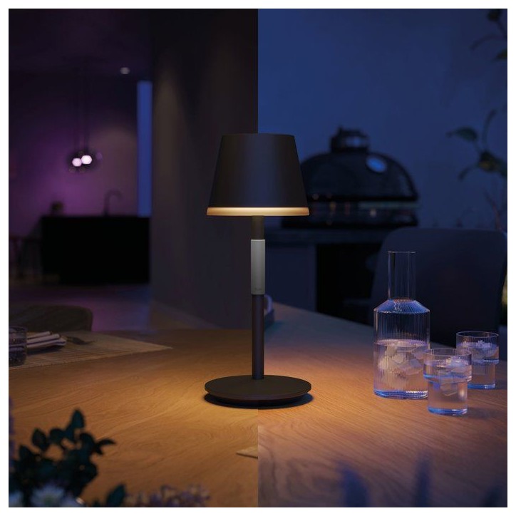 Lampe a poser LED mobile - PHILIPS HUE - Go - lumiere blanche et colorée - portable - noir