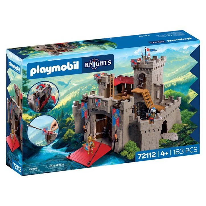 PLAYMOBIL 72112 Château-fort des chevaliers du Lion, Adventure les chevaliers, 183 pieces, des 4 ans