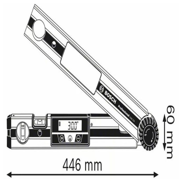 Mesureur d'angle - BOSCH - GAM 220 Professional - Précision ±0,1° - Longueur 40 cm - Plage 0-220° Mesureur d'angle - BOSCH - GAM 220 Professional - Précision ±0,1° - Longueur 40 cm - Plage 0-220°