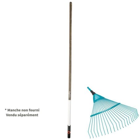 GARDENA Râteau a gazon 50cm Combisystem - Fil de fer solide - 22 dents – Ratissage petite surface herbe – Garantie 25 ans