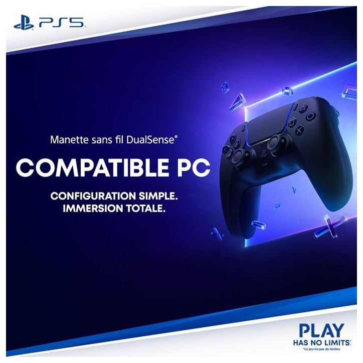 Manette sans fil DualSense– Midnight Black - Avec câble USB pour PC Manette sans fil DualSense– Midnight Black - Avec câble USB pour PC