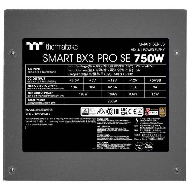 THERMALTAKE SMART BX3 Pro SE 750W - Alimentation PC - 750W ATX3.1 PCI-E 5.1 THERMALTAKE SMART BX3 Pro SE 750W - Alimentation PC - 750W ATX3.1 PCI-E 5.1