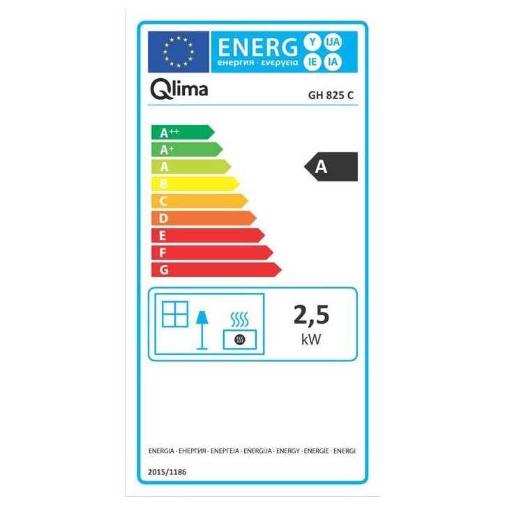 Poele a gaz - Qlima - GH 825 C - 1300 W a 2500 W - Gaz catalytique - Allumage piezo - Jusqu'a 80 m³